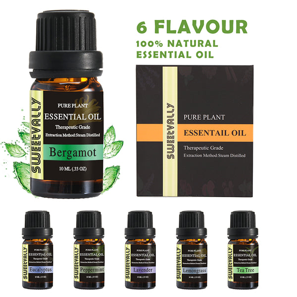 Sweetvally 6pcs 100% Pure Natural Aromatherapy Essential Oils Kit Soothing Stress Pain Relief Foot Bath Massage Oil Kit