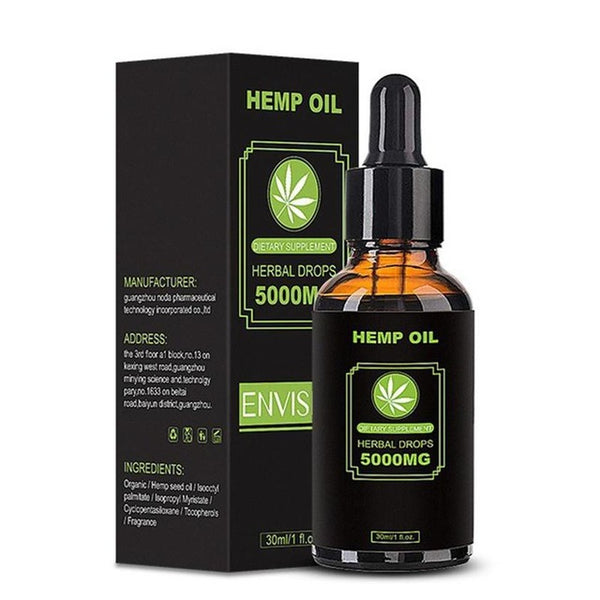 30ml 100% Organic CBD Hemp Oil 5000mg Bioactive Seed Extract Oil Drops Relieve Pain Lubricating Oil Reduce Anxiety Body Massage