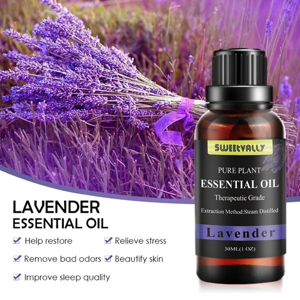 Sweetvally 30ML Lavender  Aroma Humidifier Pour Diffusers Skin Care Fragrance Oil Relieve Stress Aromatherapy Essential Oil