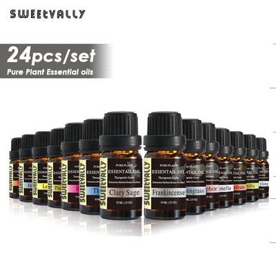 24pcs Water-soluble Essential Oil Relieve Stress for Humidifier Fragrance Lamp Air Freshening Aromatherapy Essential Oils 10ml